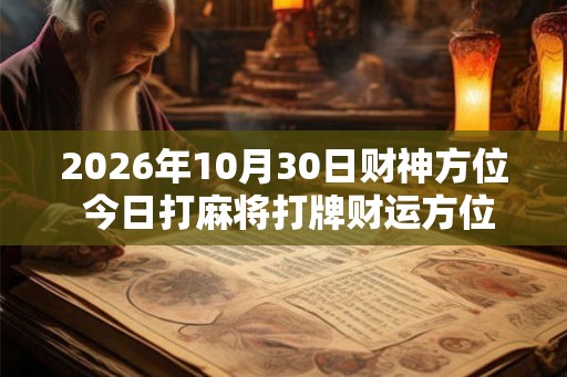 2026年10月30日财神方位 今日打麻将打牌财运方位