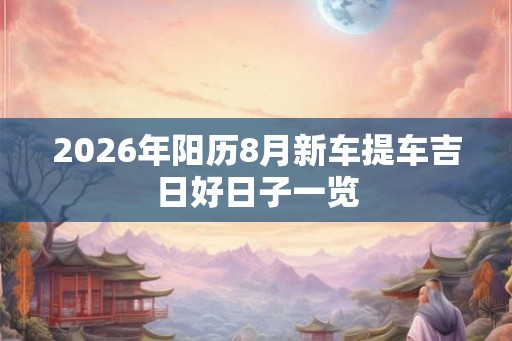 2026年阳历8月新车提车吉日好日子一览