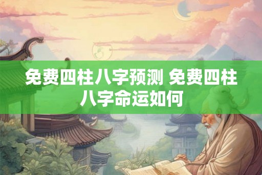 免费四柱八字预测 免费四柱八字命运如何