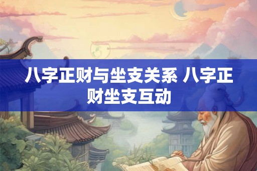 八字正财与坐支关系 八字正财坐支互动