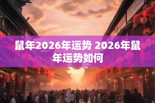 鼠年2026年运势 2026年鼠年运势如何