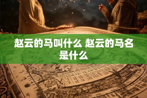 赵云的马叫什么 赵云的马名是什么