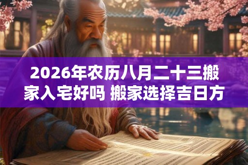 2026年农历八月二十三搬家入宅好吗 搬家选择吉日方法