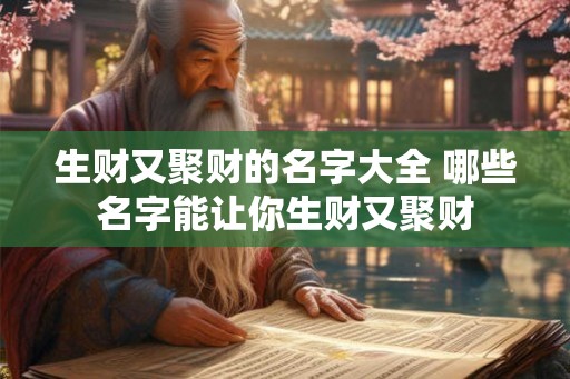 生财又聚财的名字大全 哪些名字能让你生财又聚财