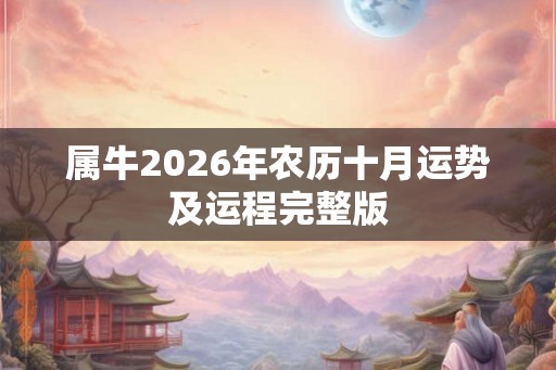 属牛2026年农历十月运势及运程完整版