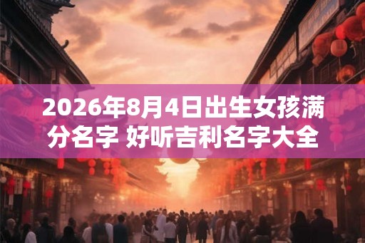 2026年8月4日出生女孩满分名字 好听吉利名字大全