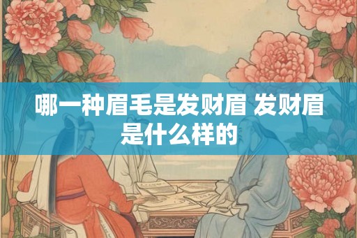 哪一种眉毛是发财眉 发财眉是什么样的