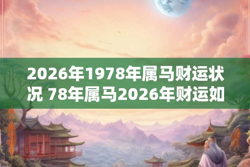 2026年1978年属马财运状况 78年属马2026年财运如何