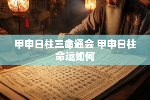 甲申日柱三命通会 甲申日柱命运如何