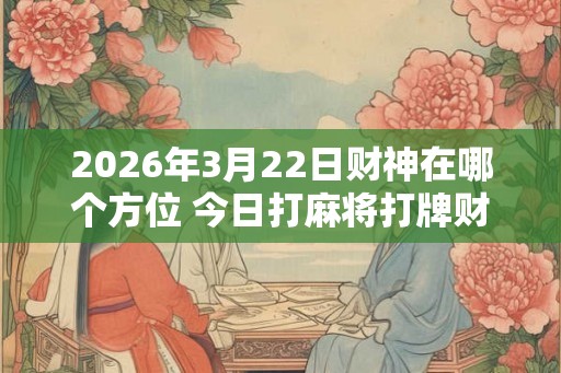 2026年3月22日财神在哪个方位 今日打麻将打牌财运方位