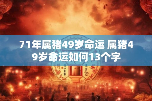 71年属猪49岁命运 属猪49岁命运如何13个字