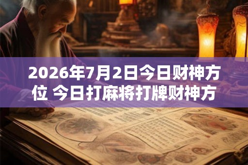 2026年7月2日今日财神方位 今日打麻将打牌财神方位！