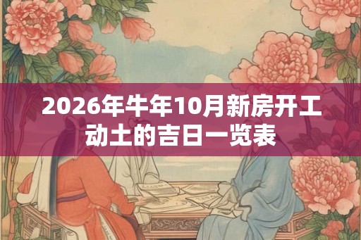 2026年牛年10月新房开工动土的吉日一览表 2026年牛年10月新房开工动土的吉日一览表