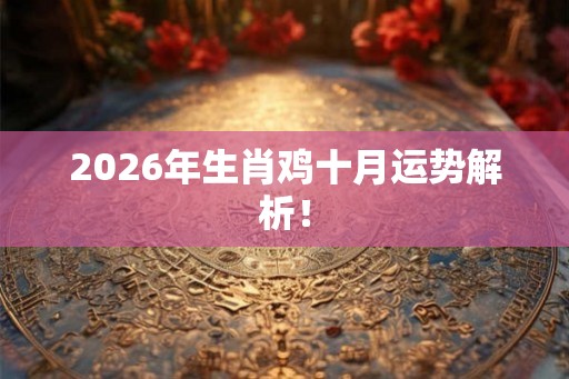 2026年生肖鸡十月运势解析！