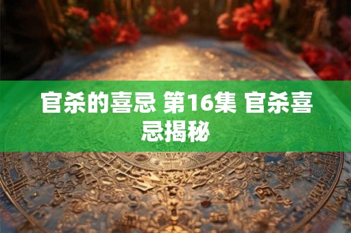 官杀的喜忌 第16集 官杀喜忌揭秘