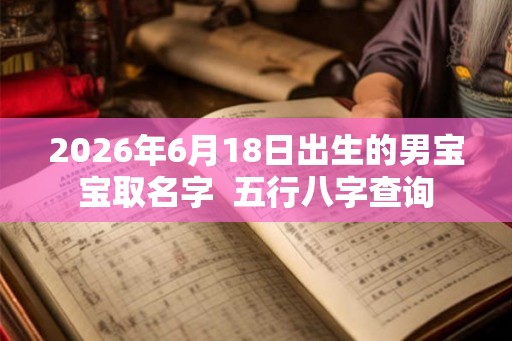 2026年6月18日出生的男宝宝取名字 五行八字查询 2026年6月18日出生的男宝宝取名字 五行八字查询