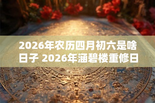 2026年农历四月初六是啥日子 2026年涵碧楼重修日是哪天
