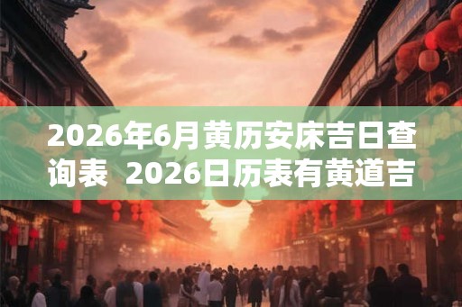 2026年6月黄历安床吉日查询表 2026日历表有黄道吉日 2026年6月黄历安床吉日查询表 2026日历表有黄道吉日