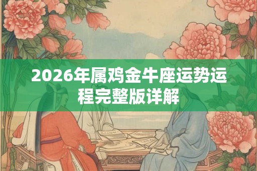 2026年属鸡金牛座运势运程完整版详解
