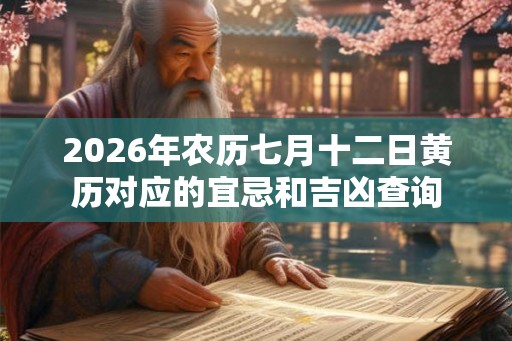 2026年农历七月十二日黄历对应的宜忌和吉凶查询