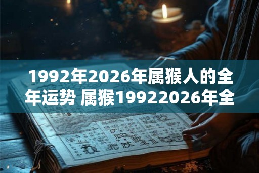 1992年2026年属猴人的全年运势 属猴19922026年全年运势如何