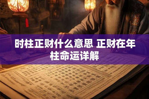 时柱正财什么意思 正财在年柱命运详解