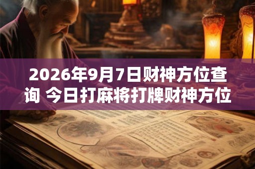 2026年9月7日财神方位查询 今日打麻将打牌财神方位