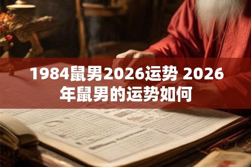 1984鼠男2026运势 2026年鼠男的运势如何
