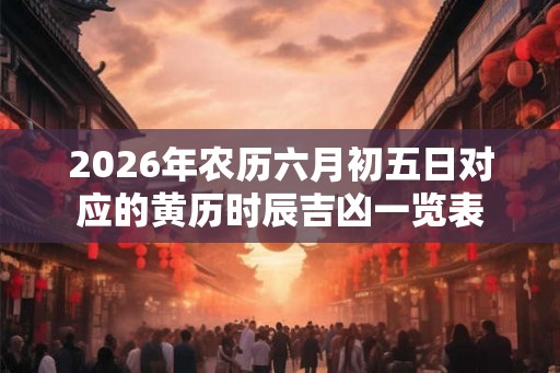 2026年农历六月初五日对应的黄历时辰吉凶一览表