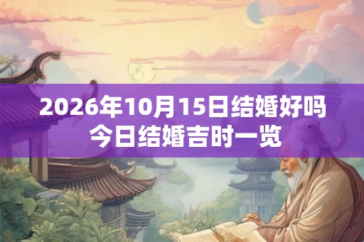 2026年10月15日结婚好吗 今日结婚吉时一览 2026年10月15日结婚好吗 今日结婚吉时一览