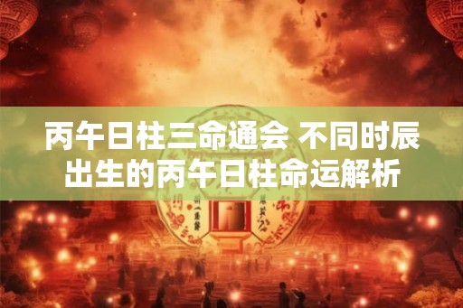 丙午日柱三命通会 不同时辰出生的丙午日柱命运解析 丙午日柱三命通会 不同时辰出生的丙午日柱命运解析