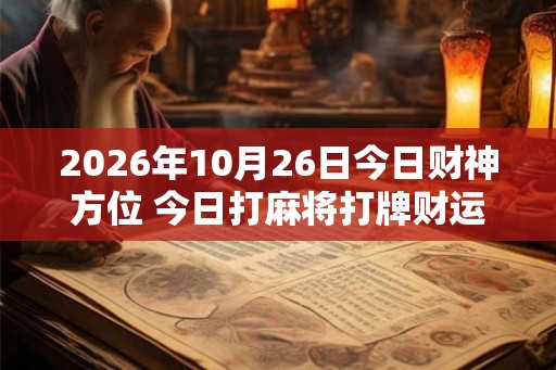 2026年10月26日今日财神方位 今日打麻将打牌财运方位