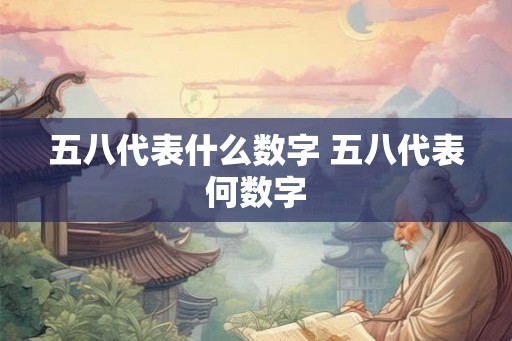 五八代表什么数字 五八代表何数字