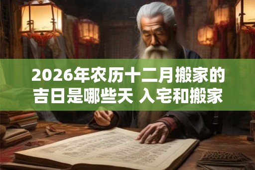 2026年农历十二月搬家的吉日是哪些天 入宅和搬家一样吗