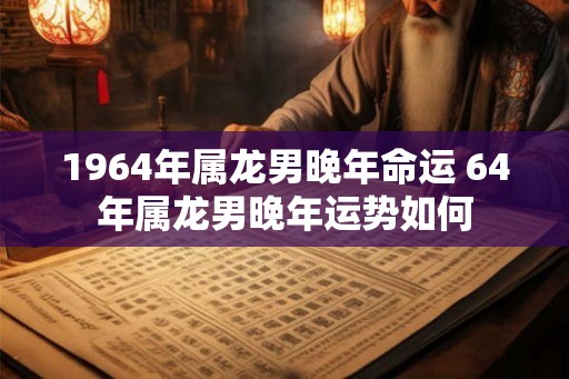 1964年属龙男晚年命运 64年属龙男晚年运势如何