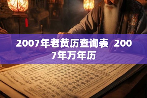 2007年老黄历查询表  2007年万年历