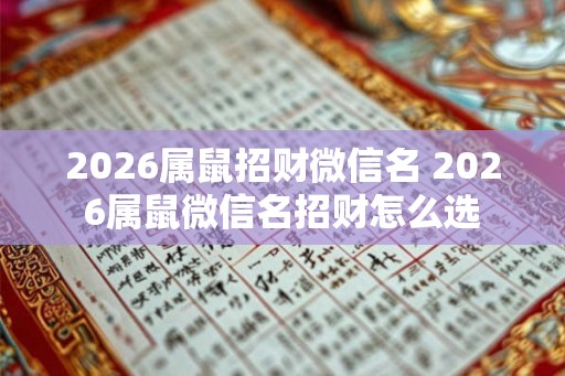 2026属鼠招财微信名 2026属鼠微信名招财怎么选