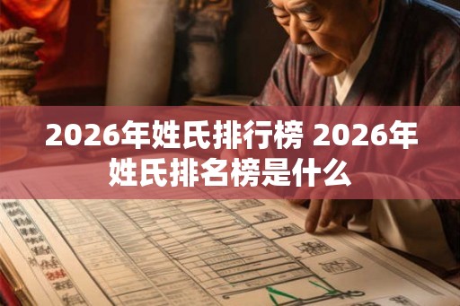 2026年姓氏排行榜 2026年姓氏排名榜是什么