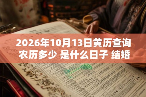 2026年10月13日黄历查询 农历多少 是什么日子 结婚吉时