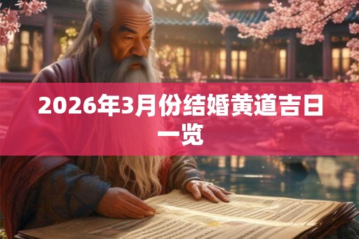 2026年3月份结婚黄道吉日一览