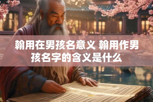 翰用在男孩名意义 翰用作男孩名字的含义是什么