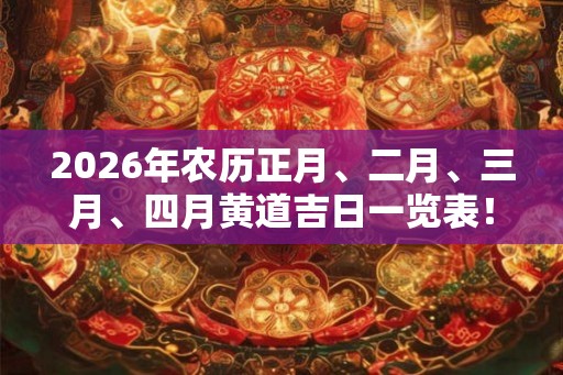 2026年农历正月、二月、三月、四月黄道吉日一览表！