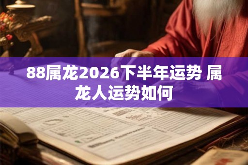 88属龙2026下半年运势 属龙人运势如何