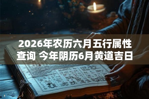 2026年农历六月五行属性查询 今年阴历6月黄道吉日大全