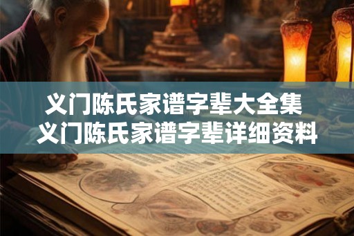 义门陈氏家谱字辈大全集 义门陈氏家谱字辈详细资料 义门陈氏家谱字辈大全集 义门陈氏家谱字辈详细资料