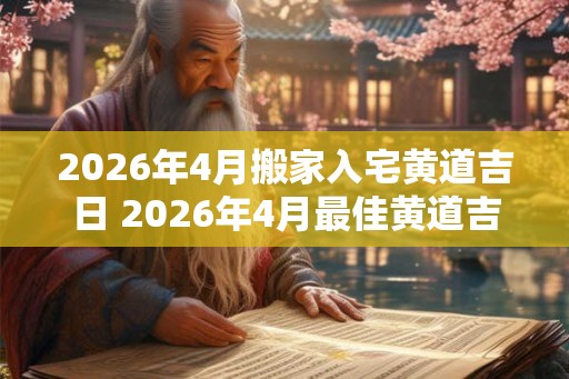 2026年4月搬家入宅黄道吉日 2026年4月最佳黄道吉日搬家