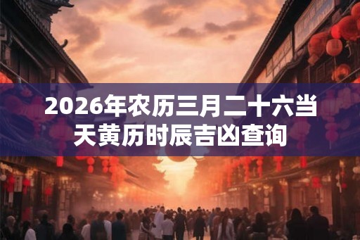 2026年农历三月二十六当天黄历时辰吉凶查询