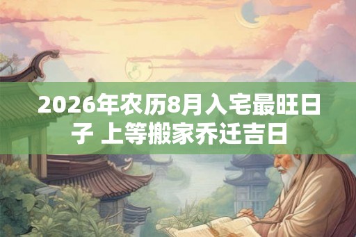 2026年农历8月入宅最旺日子 上等搬家乔迁吉日