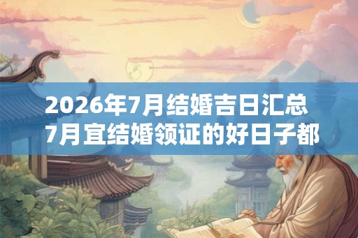 2026年7月结婚吉日汇总  7月宜结婚领证的好日子都有哪些