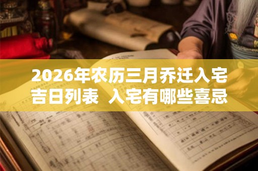 2026年农历三月乔迁入宅吉日列表 入宅有哪些喜忌 2026年农历三月乔迁入宅吉日列表 入宅有哪些喜忌